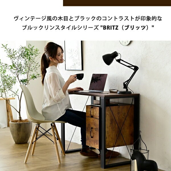 【ポイント10倍!今晩20時開始】パソコンデスク BRITZ ヴィンテージ風デスク FBR-0002 ヴィンテージ風 PCデスク システム机 机 デスク インダストリアル風 書斎机 PC机 おしゃれ テレワーク [3]
