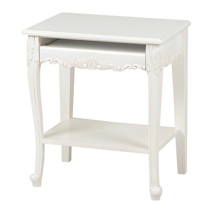 パソコンデスク おしゃれ パソコンテーブル RT-1772AW 長方形 幅63cm コンパクト 学習机 作業机 スライド棚付き 上品 高級感 アンティーク風 クラシックモダン