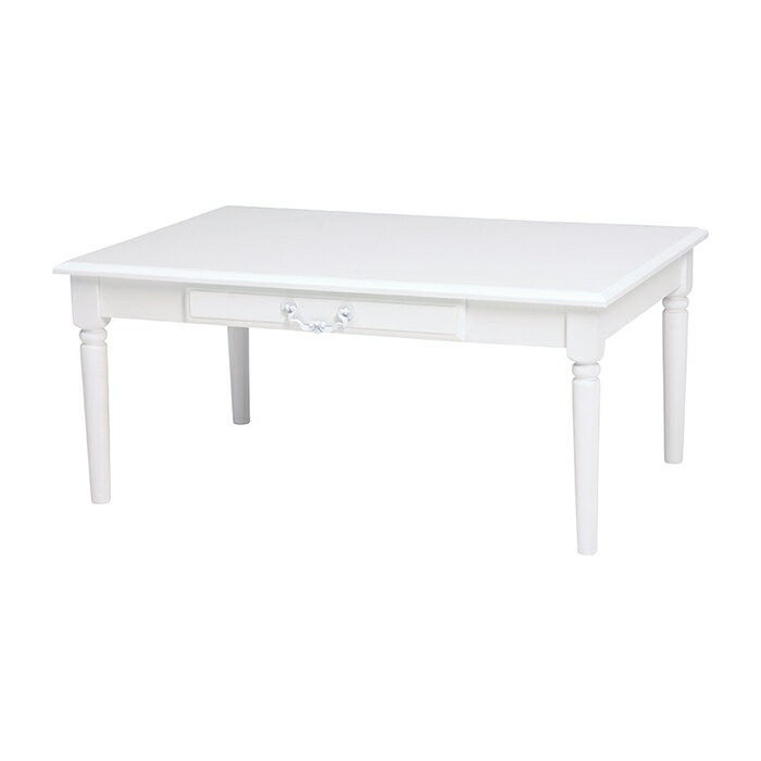 【ポイント7倍！今晩20時開始】センターテーブル おしゃれ テーブル MT-5749WH ローテーブル 木製 引出し付き 長方形 可愛い エレガント 上品 アンティーク調 コンパクト 組立式 一人暮らし