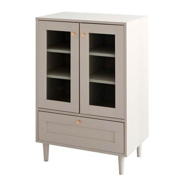 【ポイント7倍！今晩20時開始】収納棚 おしゃれ Calan ガラスキャビネット 幅60cm 北欧風 コンパクト 寝室 リビング 取っ手付き フェミニン かわいい ナチュラル 一人暮らし シック キッチン