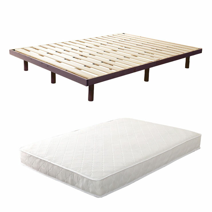 乐天商城 - 【マットレス付き/圧縮ロール梱包】すのこベッド ダブルベッド 3段階高さ調節 Lilitta(リリッタ) 3色対応 スノコベッド ダブル マットレス ポケットコイル ベット ベッドフレーム ロータイプ 木製 おしゃれ シンプル