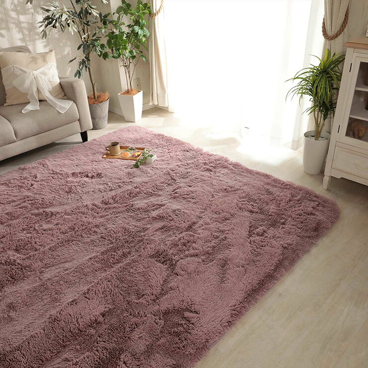 Rakuten - 【ポイント10倍!今晩20時開始】ラグ カーペット シャギーラグ 190x240cm ラグマット ラグカーペット 長方形 絨毯 抗菌 消臭効果 洗濯機可 床暖房対応 ホットカーペット対応 すべり止め付き オールシーズン コンパクト おしゃれ シフォン 10色対応