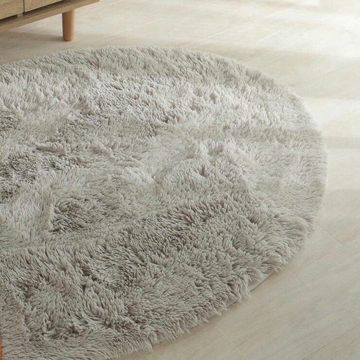 乐天商城 - 【ポイント10倍!20時〜26日1:59】ラグ カーペット シャギーラグ 90x130cm ラグマット ラグカーペット 楕円形 絨毯 抗菌 消臭効果 洗濯機可 床暖房対応 ホットカーペット対応 すべり止め付き オールシーズン コンパクト おしゃれ シフォン 8色対応