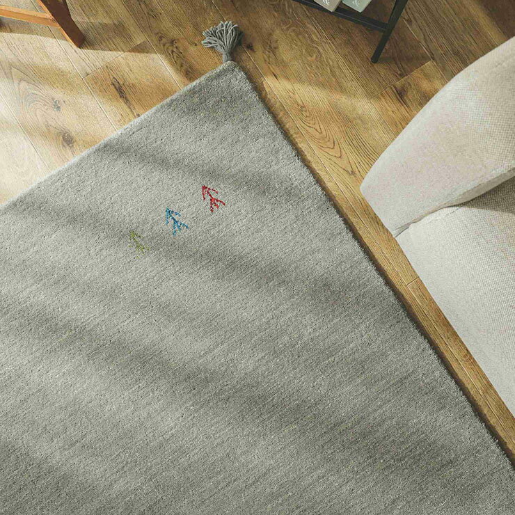 Rakuten - 【ホットカーペット/床暖房対応】ラグ カーペット 190x190cm ウールラグ アヤカ 6色対応 ラグマット ウール100％ ラグカーペット 厚手 絨毯 じゅうたん ギャッベ 手織り おしゃれ 正方形 防炎 オールシーズン ナチュラル