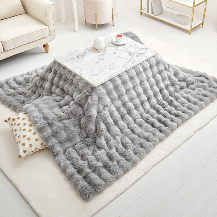 こたつ布団 正方形 190x190cm ラビットファー調こたつ布団 ルナ 3色対応 コタツ布団 単品 薄掛け布団 省スペース こたつ掛け布団 おしゃれ かけ布団 フランネル 洗える 洗濯機可 軽量 可愛い 北欧