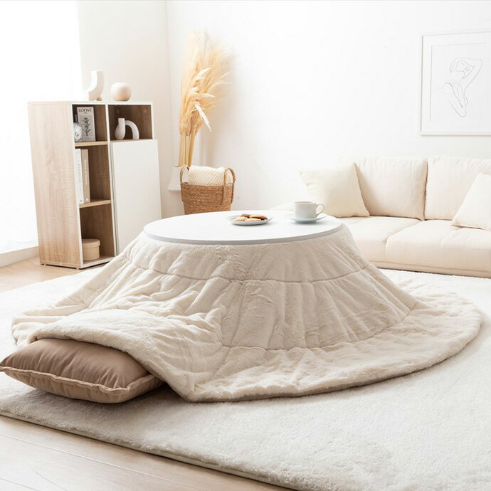 こたつ布団 円形 直径185cm 薄掛け リバーシブルファーこたつ布団 Chubby(チャビー) 3色対応 コタツ布団 単品 省スペース こたつ掛け布団 おしゃれ 丸型 フランネル 洗える 洗濯機可 シンプル 可愛い 北欧