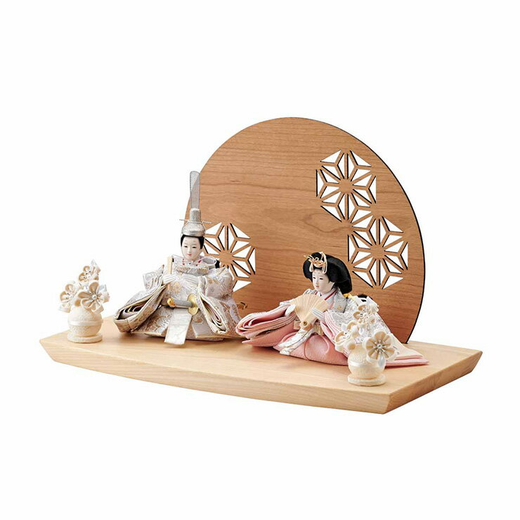 雛人形 ひな人形 おひなさま おしゃれ お雛様 日本製 親王飾り コンパクト 衝立付き台座 3点セッ ...