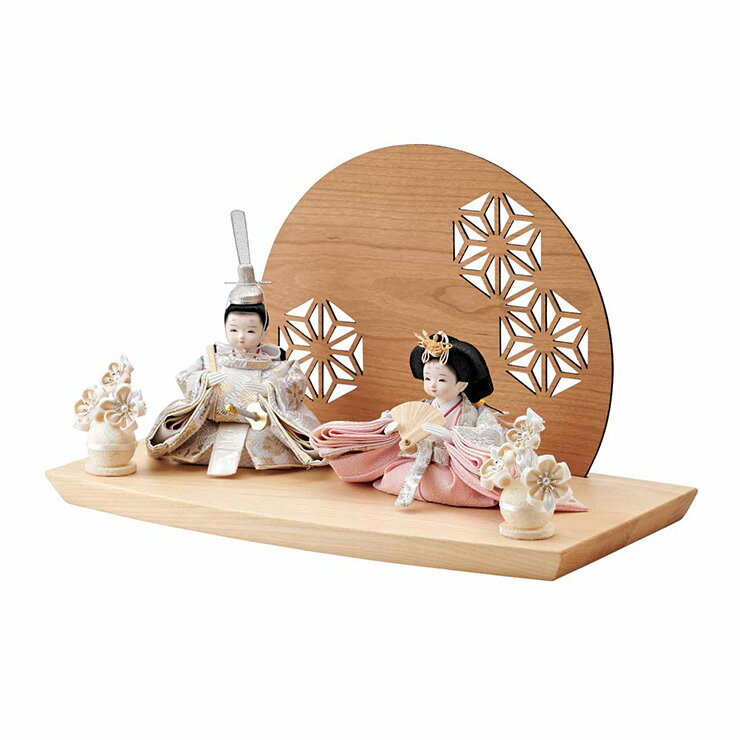 雛人形 おしゃれ ひな人形 おひなさま かわいい インテリア 日本製 コンパクト 衝立付き台座 3点 ...