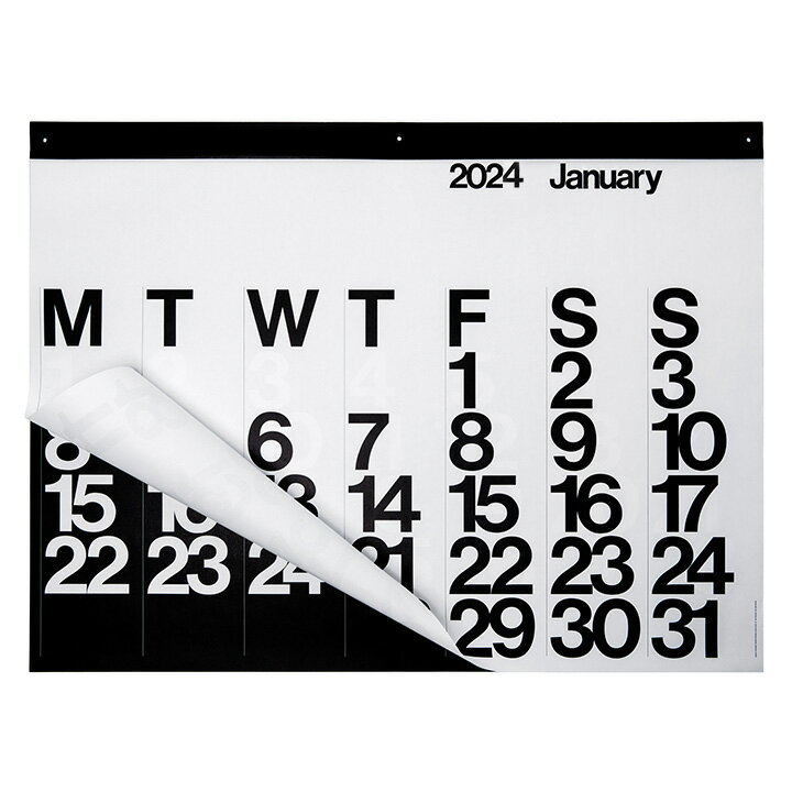 【ポイント5倍】2024年 令和6年 Stendig Calenders(ステンディグ カレンダー) 122x92cm モノトーン ビッグサイズカレンダー 月曜始まり 壁掛け モノトーン文字 Massimo Vignelli マッシモ・ヴィネッリ グラフィックデザイン 白 黒 おしゃれ