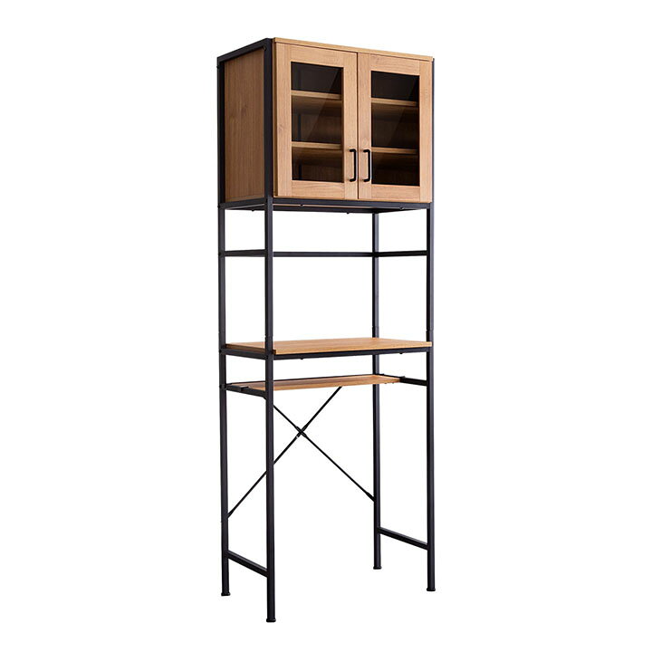 【7%OFFクーポン配布中】ヴィンテージ ごみ箱上ラック GREACK(グリック) スリムタイプ 2色対応 幅64cm 収納 キッチン 台所 ラック 棚 収納棚 食器 レンジ台 ハイタイプ おしゃれ モダン 木製 スチール ストック収納 収納家具