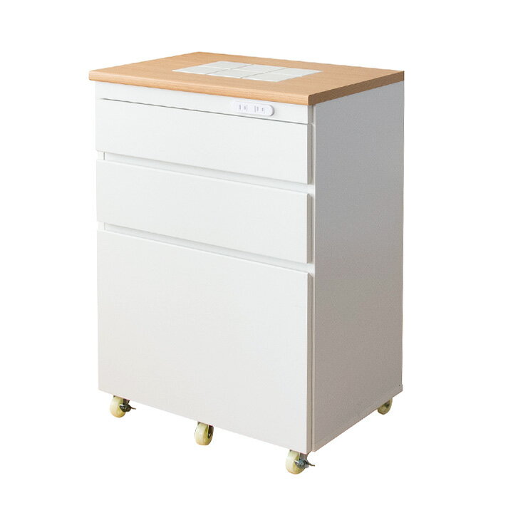 【ポイント9倍！今晩20時開始】キッチンチェスト Semplice(センプリチェ) KC-206 幅60cm キッチンカウンター キッチンラック キャスター付き 引き出し 台所 レンジ台 ロータイプ おしゃれ 木製 キャビネット ストック収納 収納家具