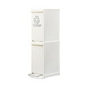 【ポイント最大10倍!15日23:59まで】ダストボックス ゴミ箱 2分別 スリム ふた付き 日本製 20L 20リットル オープンタイプ ホワイト 白 シンプル おしゃれ コンパクト 北欧 分別式 フラップ式 ペダル式 Cocod(ココド) 2段 幅21cm 高さ80cm