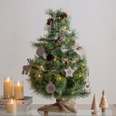 【ポイント最大10倍!15日23:59まで】クリスマスツリー H90cm LEDライト付き ヌードツリー オーナメントセット Chalon(カロン) ツリー オーナメント 飾り イルミネーション 卓上 電池式 単3 LED 麻 針金 もみの木 松ぼっくり おしゃれ 北欧 モダン クリスマス