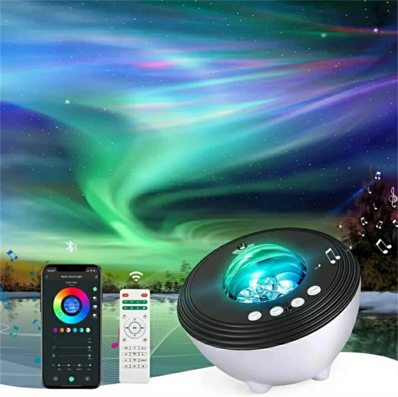 Various Interior Lights - 家庭用 プラネタリウム ホームスター プロジェクター ライト 星空 オーロラ 6in1 LED投影 ブルーツース対応 自然音内蔵 スピーカー搭載 タイマー機能付き ベッドサイドランプ 間接照明 光色変換 輝度/速度調整可 子供 誕生日 パーティー