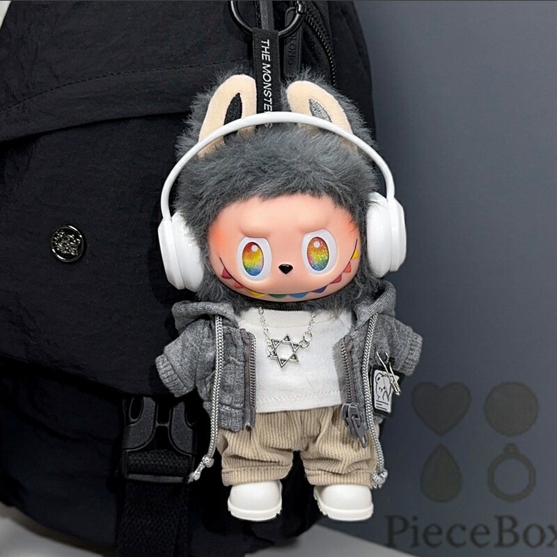 ぬいぐるみ用服 LABUBU 6 点セット17cm 衣装セット 着せ替え用 かわいい 男の子 女の子 ぬいぐるみ用 服 靴 帽子 イヤホン ネックレス スーツ ぬいぐるみ 服セット アイドル アニメ 人形用アクセサリー 雑貨 可愛い オシャレ