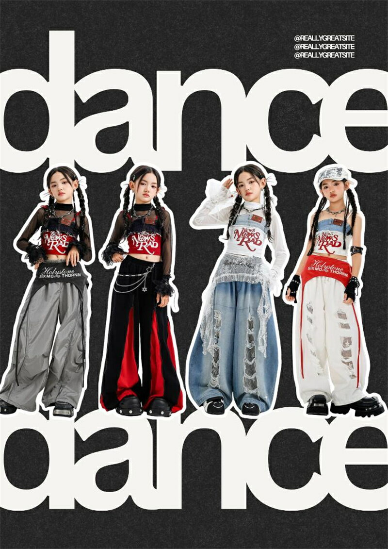Rakuten - P5倍 キッズ ダンス 衣装 ヒップ ホップ K-POP デニムセットアップ デニム レース ガールズ ビスチェ へそ出し メッシュ トップス チューブトップ ダメージ ジーンズ 腰巻風 韓国風 発表会 Y2K 派手 アイドル 衣装 子供 キッズダンス衣装 白 ブルーデニム ワイドパンツ