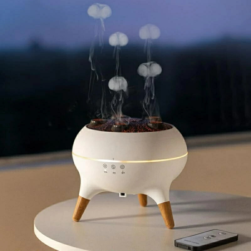 Rakuten - ダイナミックジェリフィッシュエア加湿器 250mlクラゲミスト炎アロマセラピーエア加湿器 静音設計 7色LEDライト搭載 長時間稼働可能 4H/8Hタイマー設定 安全自動オフ機能搭載 広い部屋と寝室に最適