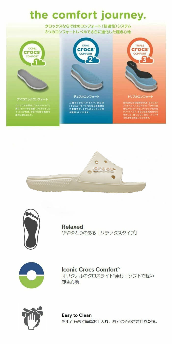 Crocs/クロックス CLASSIC CROCS SLIDE/クラシック クロックス スライド サンダル 軽量 メンズ レディース 男女兼用 オフィス 会社 仕事 ワークシューズ ワーク work 立ち仕事 206121