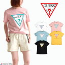 guess tシャツ ゲス GUESS Tシャツ クルーネック 三角ロゴ トライアングル シンプル プリント メンズ レディース ユニセックス 男女兼用 リンクコーデ ペア 半袖 ブランド ストリート 綿100％ ビッグ ピンク 黄色 黒 pink yellow black MJ2K9415