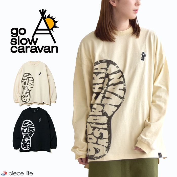 【2023春夏新作】 ゴースローキャラバン go slow caravan USA/C GSCフットプリントBIGロングスリーブTEE プリント メンズ レディース 男女兼用 トップス Tシャツ 長袖 カジュアル アメカジ ミリタリー キャンプ アウトドア USAコットン 391902