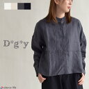 D*g*y レディース シャツ ブラウス リネンオックス切替シャツ D*g*y トップス スタンドカラー デコカンパニー ディージーワイ dgy 麻 リネン 無地 大人かわいい おしゃれ 体型カバー ナチュラル ナチュラルファッション シンプル D8152 その1