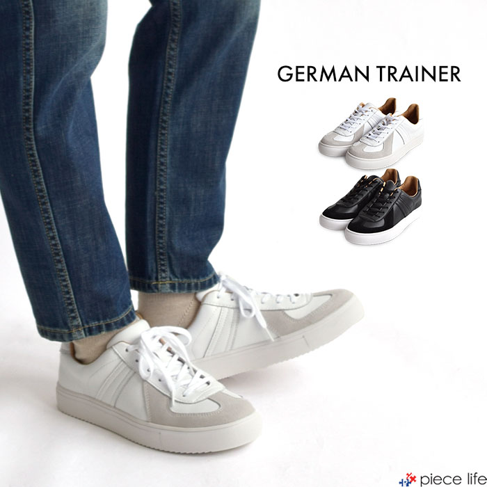 樂天商城 - 【1,000円OFFクーポン】ジャーマントレーナー GERMAN TRAINER スニーカー メンズ レディース ユニセックス アクションレザー 春 夏 秋 冬 オールシーズン ブラック/ホワイト 42600