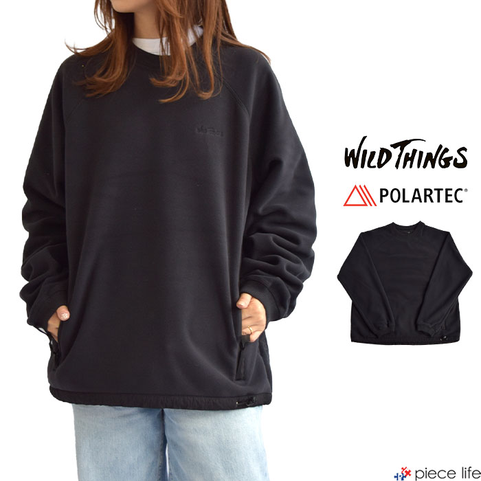 正規取扱店 【2023秋冬新作】ワイルドシングス WILDTHINGS トップス POLARTEC Wind Pro Pullover Crew メンズ レディース ユニセックス 春 夏 秋 ポリエステル フリース 防風 ブラック M-XL WT23112TJ