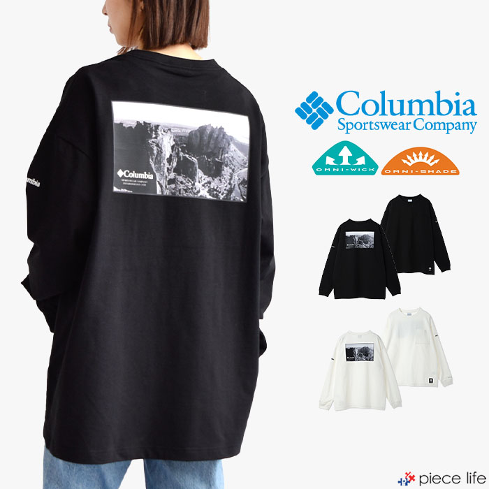 Columbia コロンビア Tシャツ ミラーズクレストグラフィックロングスリーブティー Millers Crest Graphic LS Tee メンズ レディース ユニセックス 春 秋 冬 ブラック ホワイト M-XL PM0690