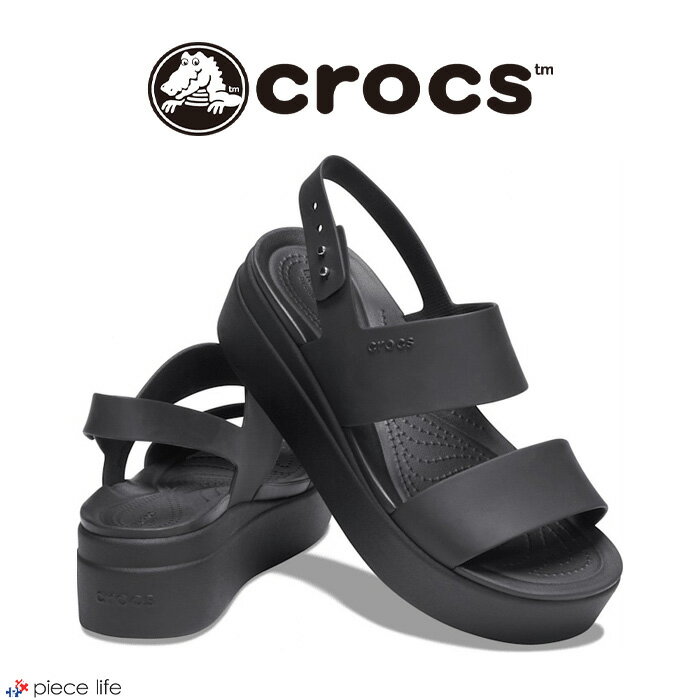 正規取扱店【2024春夏新作/5 OFF】Crocs クロックス サンダル WOMEN’S CROCS BROOKLYN LOW WEDGE クロックス ブルックリン ロー ウェッジ ウィメン レディース 厚底 春 夏 秋 22cm-26cm ブラック 黒 206453