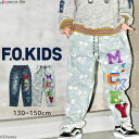 【2024秋冬新作】エフオーキッズ F.O.KIDS ミッキー ディズニー デニム パンツ キャラクター アップリケ 刺繍 フェルト ヴィンテージ 総柄 男の子 女の子 ユニセックス 130cm 140cm 150cm R521054