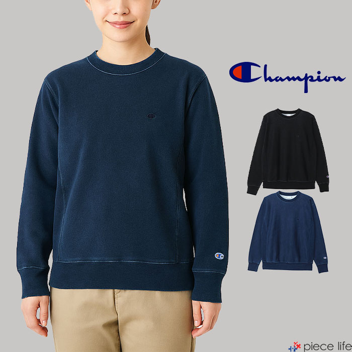 Plain - 【P3倍/2025秋冬新作】チャンピオン Champion リバースウィーブ スウェット トレーナー メンズ レディース 裏毛 クルーネックスウェットシャツ ヘヴィーウエイト トップス インディゴ ブラック 黒 春 秋 冬 M L XL C3-C020