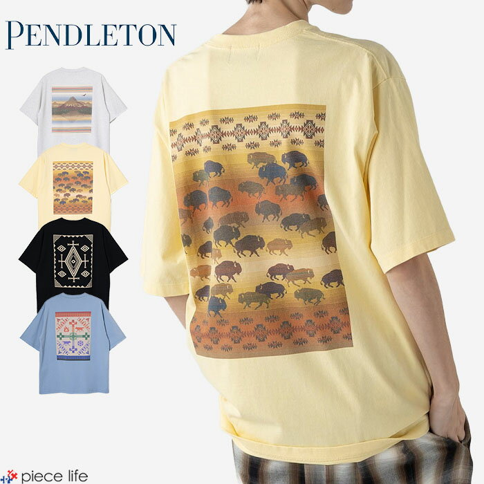 樂天商城 - 【2026春夏新作】 tシャツ 半袖 メンズ レディース ペンドルトン PENDLETON バックプリント Back Print SS Tee 高機能 夏Tシャツ ユニセックス 綿100 コットン100 バッファロー 幾何学柄 風景 春 夏 秋 M L 6275-4003