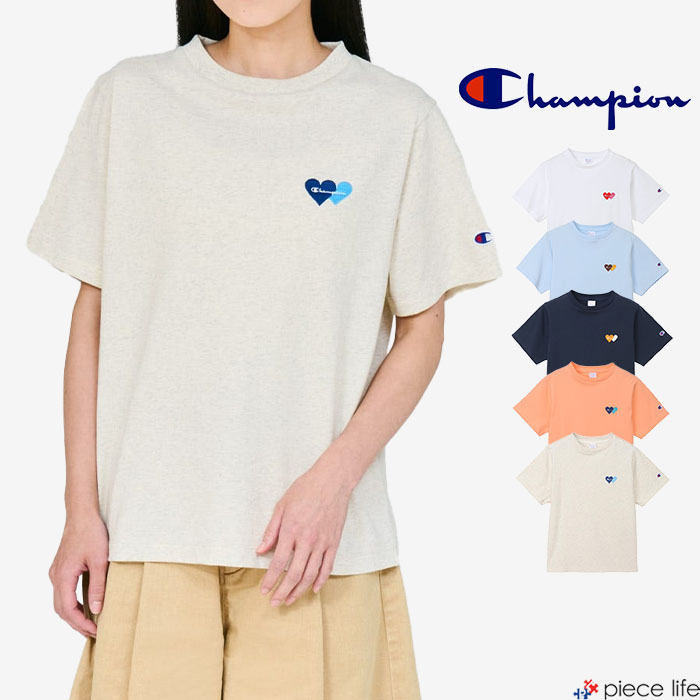 Rakuten - 【P3倍/2026春夏新作】チャンピオン Champion tシャツ 半袖 レディース ウィメンズ ショートスリーブTシャツ 女性トップス ロゴ ハート 刺繍 半袖Tシャツ カットソー M L CW-D311