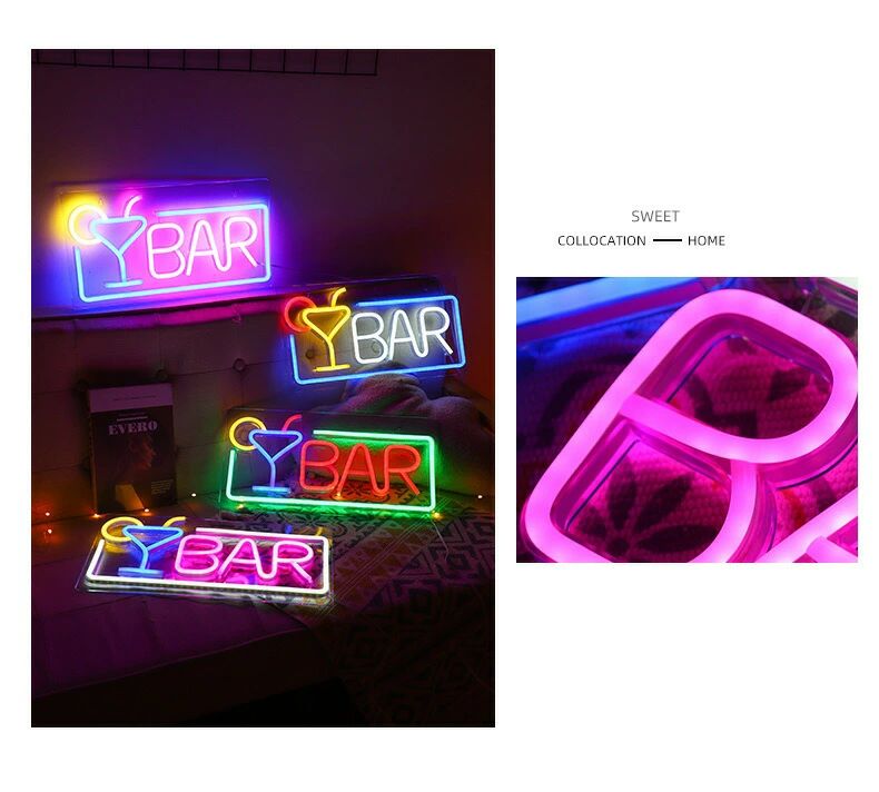 バーネオンサイン 壁掛け LEDネオンライト USB給電 ネオン看板 おしゃれ BAR店飾り...