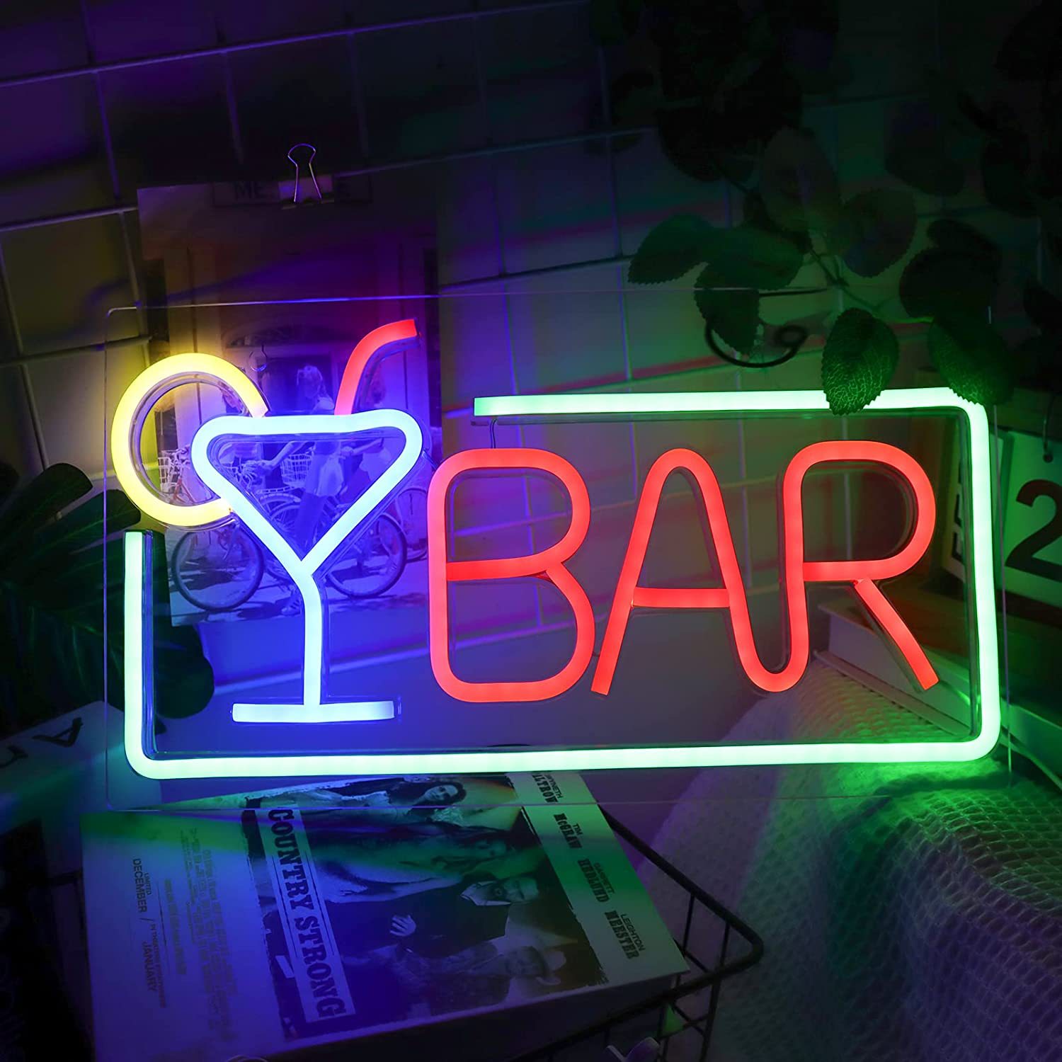 バーネオンサイン 壁掛け LEDネオンライト USB給電 ネオン看板 おしゃれ BAR店飾り...