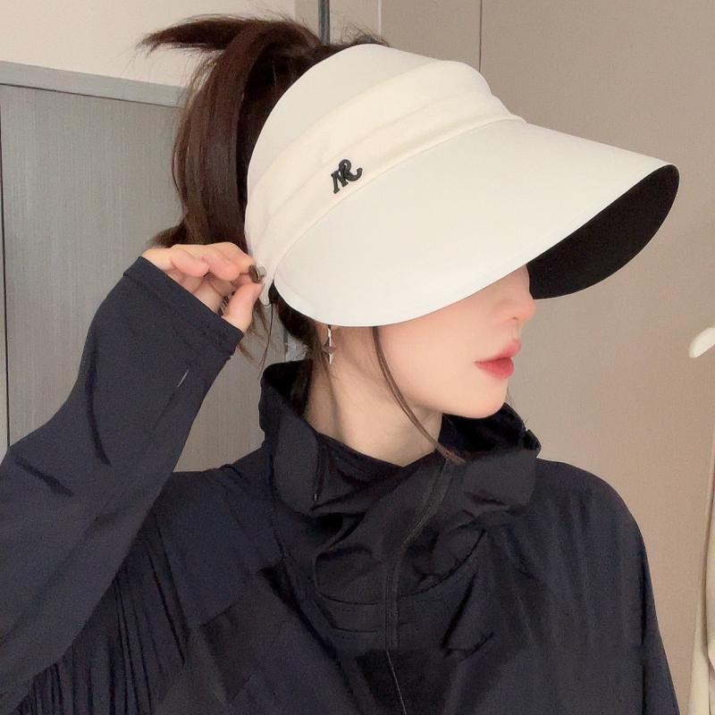Rakuten - サンバイザー レディース 帽子 韓国 つば広 日焼け防止 夏 スポーツ アウトドア レジャーベージュ ピンク カーキ シンプル おしゃれ ワンポイント