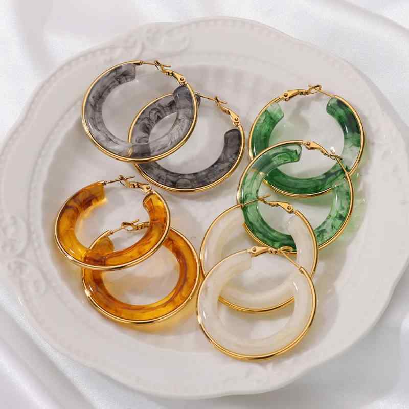 Rakuten - ピアス レディース 大ぶり C形 アクリル製 ステンレス製 グラデーションカラー 欧米風 レトロ 上品 トレンド インスタ映え カジュアル 大人かわいい おしゃれ アクセサリー 春夏