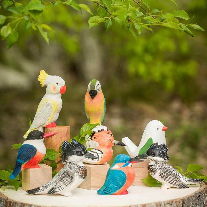 Rakuten - 鳥 子供用 ふっくら小鳥 木製 オブジェ 置物 おもちゃ 玩具 装飾品 飾り物 オフィス リビング インテリア DIY クラフト