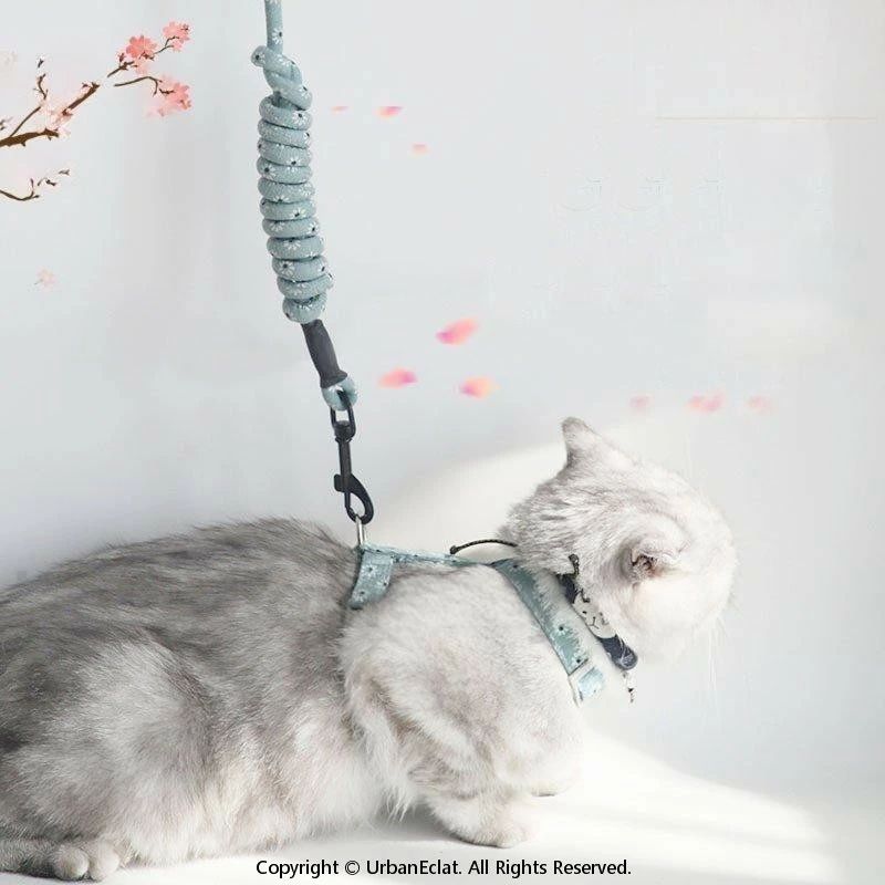 ハーネスリード 猫用 ネコグッズ ネコ用品 ペットグッズ ペット用品 お散歩グッズ 花柄 チェリー かわいい おしゃれ 小物 雑貨