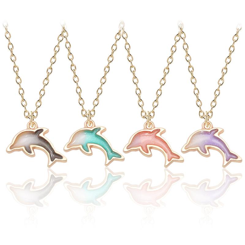Rakuten - イルカ ネックレス レディース ドルフィン アクセサリー ペンダント チェーン かわいい ピンク ブラック パープル