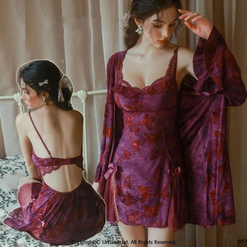 Rakuten - セクシー 透ける キャミソール ワンピース カーディガン 胸パッド 花柄 レース ドレス ナイトウェア パジャマ ルームウェア 大人女性 レディース 女性 可愛い かわいい 上品 お祝い ギフト プレゼント エロい 部屋着
