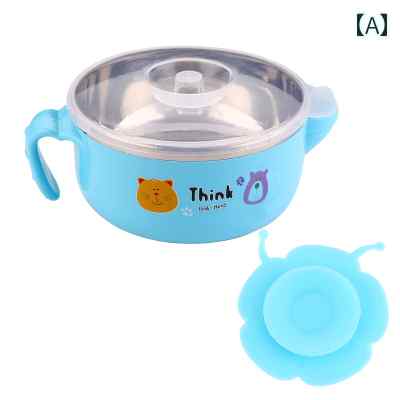 ベビー食器 ベビー 子供 4ヶ月から 304ステンレス製 吸盤 暖かいボウル 離乳食 食事用 割れにくい 丈夫 ブルー ピンク グリーン 2