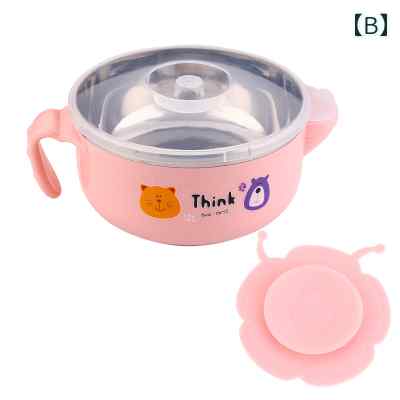 ベビー食器 ベビー 子供 4ヶ月から 304ステンレス製 吸盤 暖かいボウル 離乳食 食事用 割れにくい 丈夫 ブルー ピンク グリーン 3