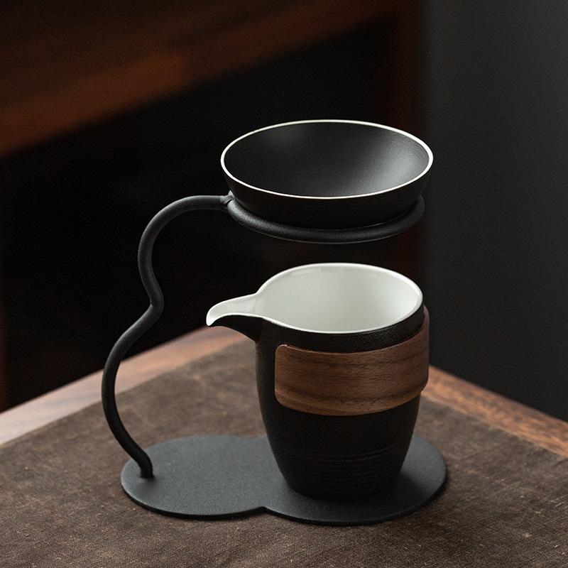 Rakuten - 茶こし 和風 黒陶 陶器製 セラミック製 一体型 ブラック ティーフィルター シンプル モダン おしゃれ 来客用 普段使い 小物 雑貨 インテリア