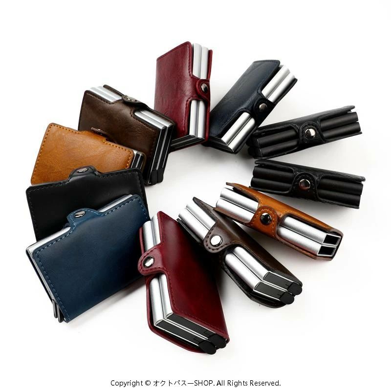 Rakuten - 財布 メンズ レディース RFID スキミング防止 二層構造 アルミ合金 薄型 PUレザー マネークリップ カードケース クレジットカード 大容量 多機能 通勤 通学 コンパクト