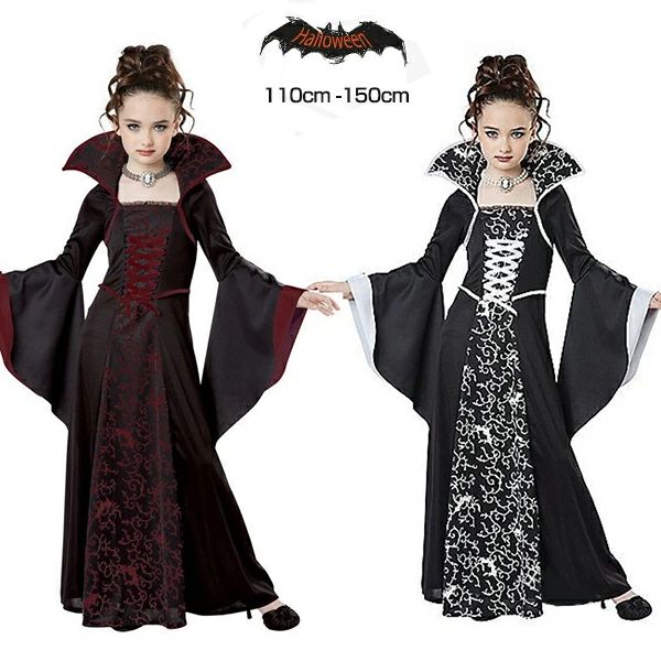 Rakuten - ハロウィン 衣装 中世ヨーロッパ貴族 魔女 悪魔 女の子 子供 キッズ 吸血鬼 バンパイア 巫女 ワンピース ドレス 宮廷装 コスチューム バンパイア コスプレ 仮装 お姫様 女王 魔女 物語 変装 イベント パーティー 文化祭 学園祭 演出服 Halloween