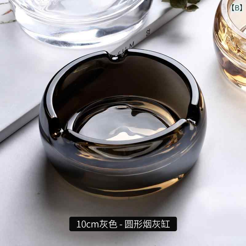 ピースセレクトの灰皿 水晶ガラス 円形 家庭用 リビング オフィス おしゃれ 北欧デザイン シガー灰皿 高級感 クリア グレー アンバー ブルー スタイリッシュ モダン お手入れ簡単｜アングル3