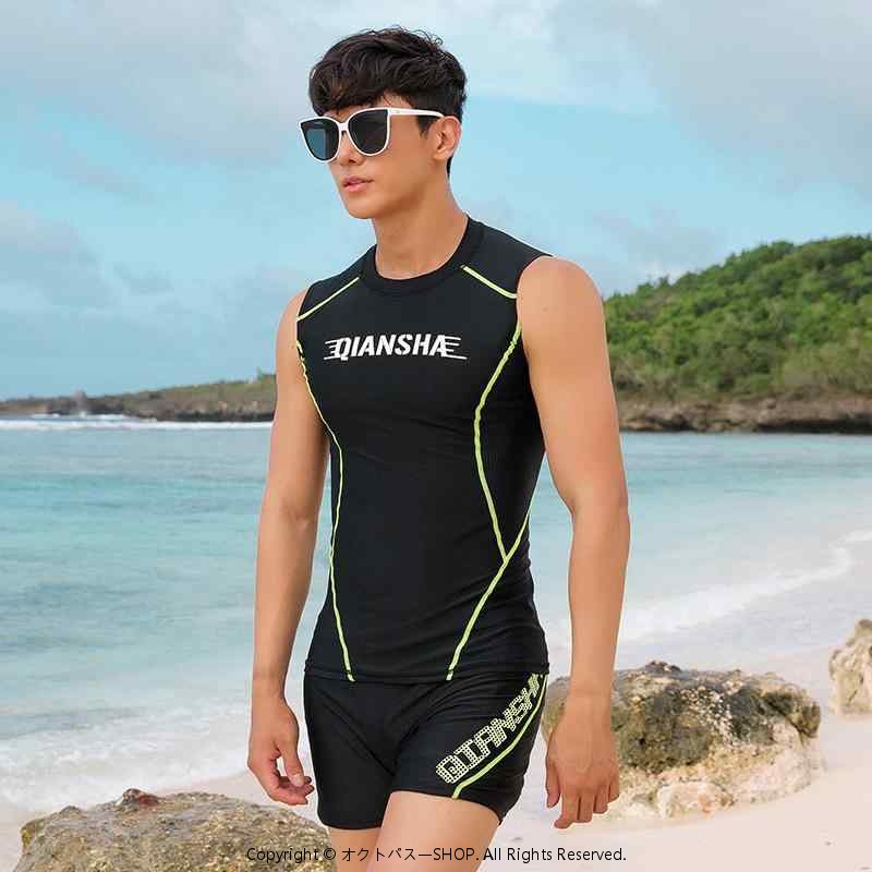 水着 メンズ 男性用 競泳水着 トレーニング フィットネス コンプレッション UVカット 日焼け防止 速乾 タンクトップ ショートパンツ ラッシュガード ナイロン ポリウレタン