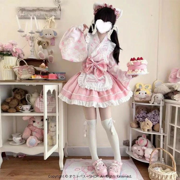 ピースセレクトのロリータ ワンピース レディース 可愛い 全5色 文化祭 学園祭 衣装 春秋ワンピース コスプレ ハロウイン 姫様 長袖 ロリータ風ワンピ 森ガール ゴスロリ 女子中高生 ロリータ服 ワンピース 羽織 和風 着物 和服 ミニ コスプレ メイド服 浴衣｜アングル2