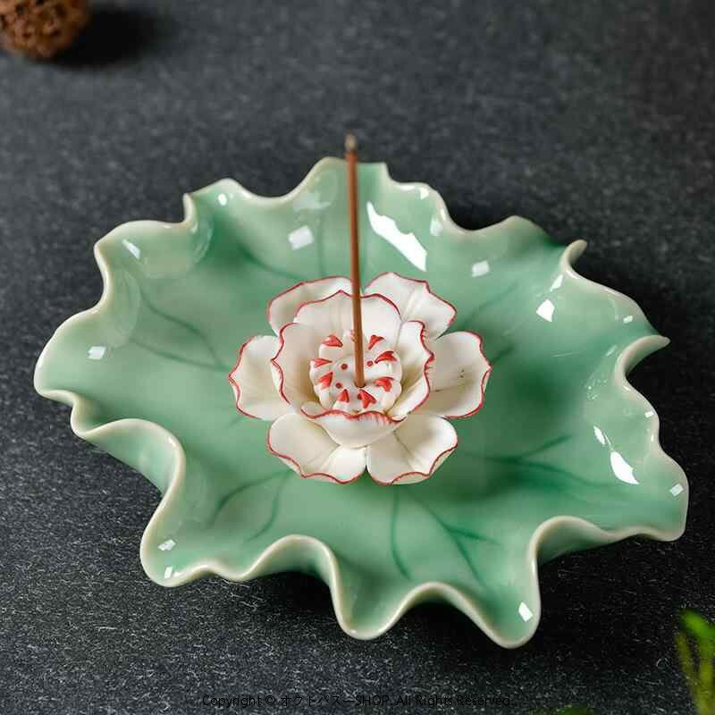 乐天商城 - お香立て 陶器製 手作り 蓮の花 睡蓮 牡丹 香炉 多機能 香皿 線香 塔香 倒流香対応 和モダン 癒やし 瞑想 空間浄化 玄関 リビング 仏具 リラックス アイテム